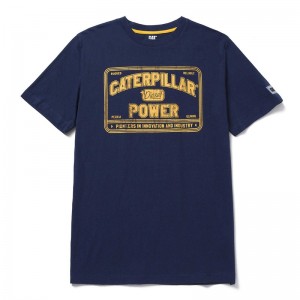 CatFootweat Caterpillar Power Tee ウェア メンズ 青 | 6804-YVZUJ