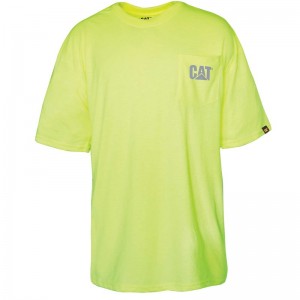 CatFootweat Hi-Vis Trademark Pocket Tee ウェア メンズ 黄色 | 9162-UJKRI