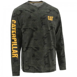 CatFootweat Trademark Banner Long Sleeve Tee ウェア メンズ 迷彩 | 4238-AQRIZ