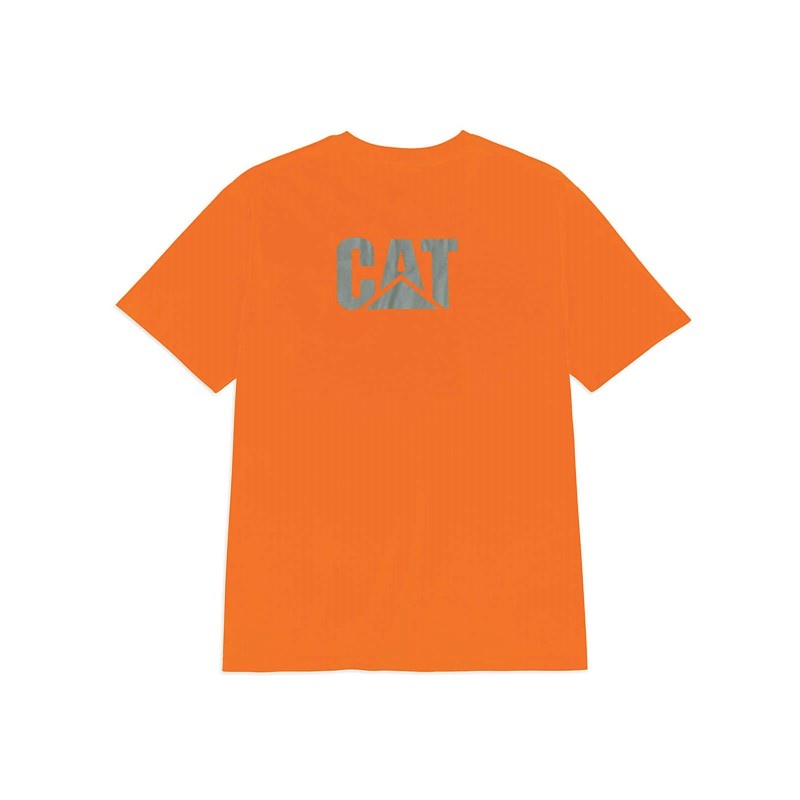 CatFootweat Hi-Vis Trademark Pocket Tee ウェア メンズ オレンジ | 6170-XJGBF