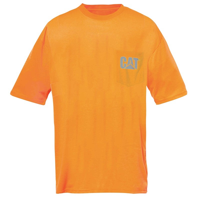 CatFootweat Hi-Vis Trademark Pocket Tee ウェア メンズ オレンジ | 6170-XJGBF